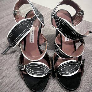 Tabitha Simmons Black and White Buckled Sandals Size 37